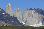 Chile; Southern Chile; Magallanes Region; Mountains of the southern Cordillera Patagonica; Steep granite towers in Torres del Paine National Park