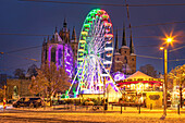 Weihnachtsmarkt auf dem Domplatz in Erfurt, Thüringen, Deutschland