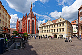 The Lady Chapel and the Falcon House at the market in Würzburg, Lower Franconia, Franconia, Bavaria, Germany