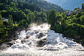 Waterfall in Hellesylt, Møre og Romsdal province, Norway