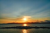 Irland, County Cork, Beara Halbinsel, Sonnenuntergang am Discovery Point, Kilmackillogue