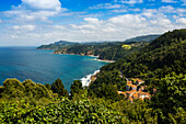 Steep coast, Playa de Laga, Ibarranguelua, near Bilbao, Bizkaia Province, Basque Country, Northern Spain, Spain