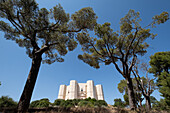 Detail of the sky from the courtyard of the Castel del Monte fortress in Andria, Apulia region, Italy