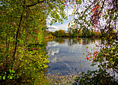 Former quarry lakes on the Main near Grafenrheinfeld, Schweinfurt district, Lower Franconia, Franconia, Bavaria, Germany