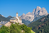 Colle Santa Lucia with Monte Pelmo, Province of Belluno, Alto Adige, South Tyrol, Alps, Dolomites, Veneto, Veneto, Italy