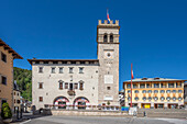 Piazza Tiziano with the Archaeological Museum in Pieve di Cadore, Province of Belluno, Alto Adige, South Tyrol, Alps, Dolomites, Veneto, Veneto, Italy