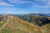 Peak of Fürstein 2040 m with a view of Mount Pilatus 2128 m, Lucerne/Obwalden, Switzerland