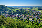 View from the noise rock to Heubach, Rosenstein, Swabian Alb, Baden-Württemberg, Germany