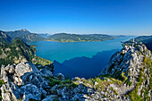 View from Schoberstein to the Attersee, from Schoberstein, Salzkammergut Mountains, Salzkammergut, Upper Austria, Austria