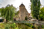  Town hall with Black Tower in Marktbreit, Lower Franconia, Bavaria, Germany  