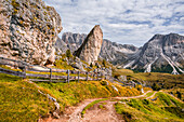 Pieralongia in the Puez-Geissler Nature Park in autumn, Val Gardena, Bolzano, South Tyrol, Italy