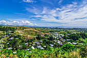 Views of the independent island state of the Solomon Islands, here the capital Honiara and its surroundings in the southwestern Pacific Ocean.