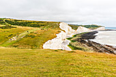 Kreidefelsen Seven Sisters an der englischen Südküste zwischen Seaford und Eastbourne, West Sussex, England, Vereinigtes Königreich