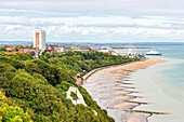Blick auf die Stadt Eastbourne an der englischen Südküste, West Sussex, England, Vereinigtes Königreich