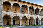 At the former Medici villa, the Palazzo della Posta, Radicofani, Siena Province, Tuscany, Italy