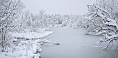 Fluss, Winter im Weilheimer Moos, Weilheim, Bayern, Deutschland, Europa