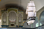  Votive ships in the Sailors&#39; Church of Prerow, Graal Müritz, Baltic Sea coast, Mecklenburg-Western Pomerania, Germany 