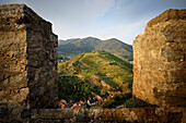 Blick von Burgruine Hinterhaus auf den Tausendeimerberg, UNESCO Welterbe "Kulturlandschaft Wachau", Spitz an der Donau, Niederösterreich, Österreich, Europa