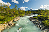 Fluss Sjnjuvtjudisjahka, Sarek Nationalpark, Lappland, Schweden, Europa