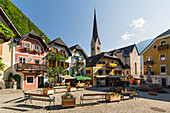 Zentrum von Hallstatt, Salzkammergut, Oberösterreich, Österreich