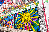 Street Art in Wohnstraße, Altstadt, Santa Marta, Kolumbien, Amerika
