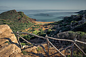  View of the sea bay &quot;Cala Pilar&quot;, Menorca, Balearic Islands, Spain, Europe 