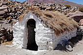  Chile; northern Chile; Arica y Parinacota Region; on the border with Bolivia; Lauca National Park; Parinacota Village; old house; surrounded by dry stone wall 