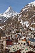 Zermatt und das Matterhorn, Zermatt, Wallis, Schweiz