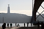  Christo Rei over the 25th of April Bridge, Lisbon, Portugal 