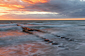  Rough sea at sunset in front of Ahrenshoop, Baltic Sea, Mecklenburg-Western Pomerania, Germany 