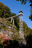  Historic passenger elevator in Bad Schandau, Elbe Sandstone Mountains, Saxony, Germany 