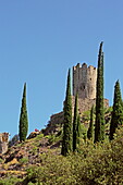  Chateau de Cabaret (left) and Tour Regine, Lastours, Montagne Noire, Occitanie, France 