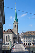 Münsterbrücke und Kirche Fraumünster, Zürich, Schweiz, Helvetia