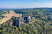Luftaufnahme der Schaumburg in Balduinstein im Lahntal,  Taunus, Westerwald, Rheinland-Pfalz, Deutschland