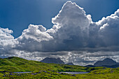  Great Britain, Scotland, West Highlands, mountain panorama on the B869 in front of the Stoer Lighthouse 