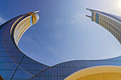 Moderne Architektur der Katara Towers, Hotel Raffles, Marina District, Stadt Lusail City, Nähe Doha, Emirat Katar, Persischer Golf