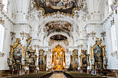  Snow-covered baroque church in winter, Marienmünster, Dießen, Ammersee, Fünfseenland, Pfaffenwinkel, Upper Bavaria, Bavaria, Germany 