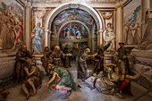  Chapel 3, Saint Francis renounces the earthly goods of the bishop, Sacro Monte d&#39;Orta pilgrimage site World Heritage Site, Lake Orta is a northern Italian lake in the northern Italian, Lago d&#39;Orta, or Cusio, region of Piedmont, Italy, Europe 