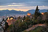  View of the Alhambra west side, Granada, Andalusia, Spain 
