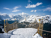  Royal walk viewing platform on the summit of Männlichen, Alps, Wengen, Grindelwald, Canton of Bern, Bern, Valais, Switzerland, Europe 
