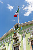 Mexican flag flying, Governor's Palace government building, Palacio de Gobierno, Merida, Yucatan State, Mexico
