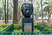 Albert Einstein bust, memorial monument to Armenia genocide, Parque Mexico, La Condesa, Mexico City, Mexico