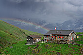  Rainbow over the Rotstockhuette, Bernese Oberland, Switzerland. 