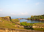 Coastal scenery and historic walls of the fort, Galle, Sri Lanka, Asia