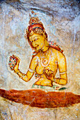 Felsmalereien mit Fresken von Jungfrauen in der Palastfestung, Sigiriya, Zentralprovinz, Sri Lanka, Asien