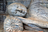 Liegender Buddha, Gal Viharaya, UNESCO-Weltkulturerbe, die antike Stadt Polonnaruwa, Sri Lanka