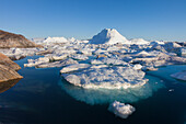 Eisberge im Kangia Eisfjord, UNESCO Weltnaturerbe, Disko-Bucht, West-Groenland, Grönland