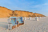  Beach baskets at the Red Cliff near Kampen on Sylt, Schleswig-Holstein, Germany 