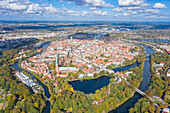  View of the old town, Hanseatic City of Luebeck, Schleswig-Holstein, Germany 