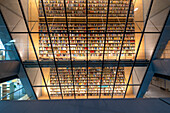  Books in the Latvian National Library, also called the Castle of Light, designed by Latvian-born US architect Gunars Birkerts, Riga, Latvia 